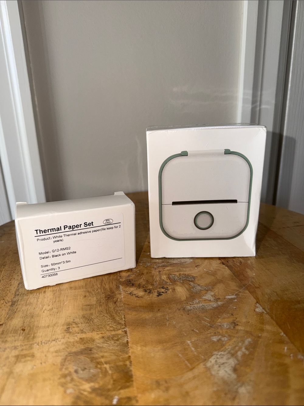 Print Pod: Portable Mini Thermal Printer in White with Green Trim
